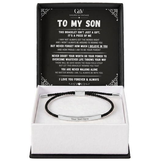 To My Son – Personalized Engraved Bracelet | Meaningful Gift for Son