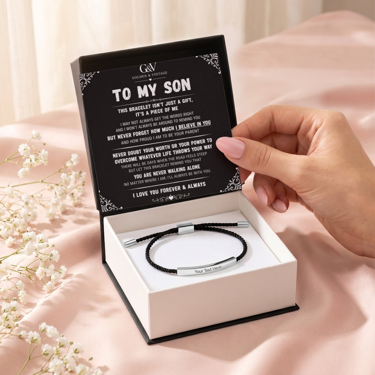 To My Son – Personalized Engraved  Bracelet | Meaningful Gift for Son