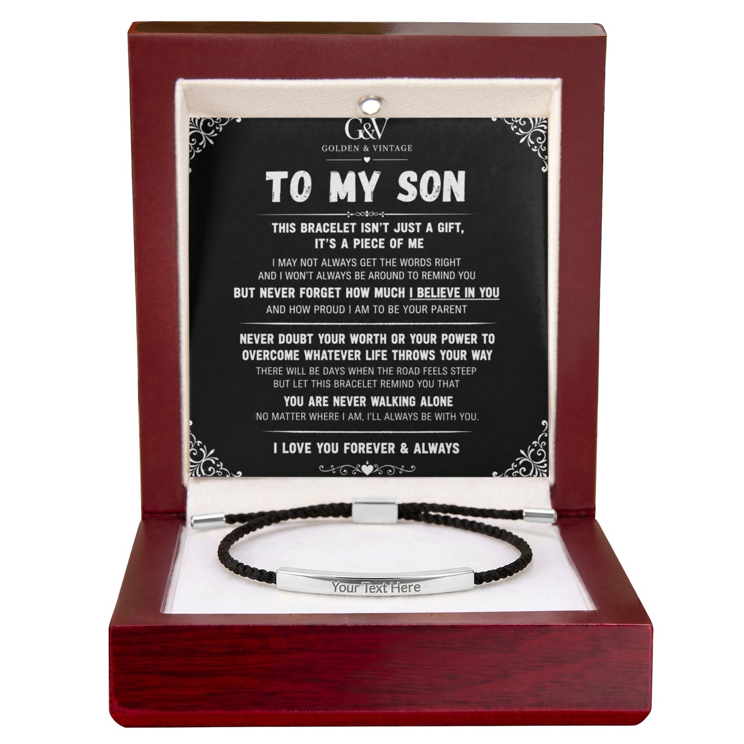 To My Son – Personalized Engraved  Bracelet | Meaningful Gift for Son