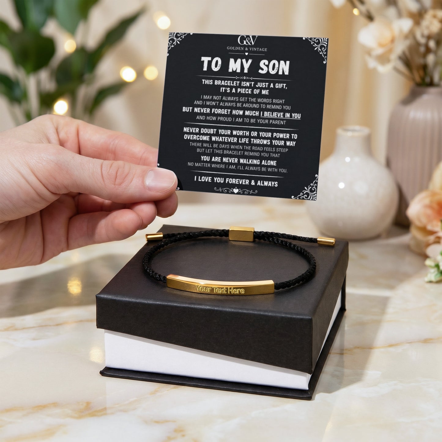To My Son – Personalized Engraved  Bracelet | Meaningful Gift for Son