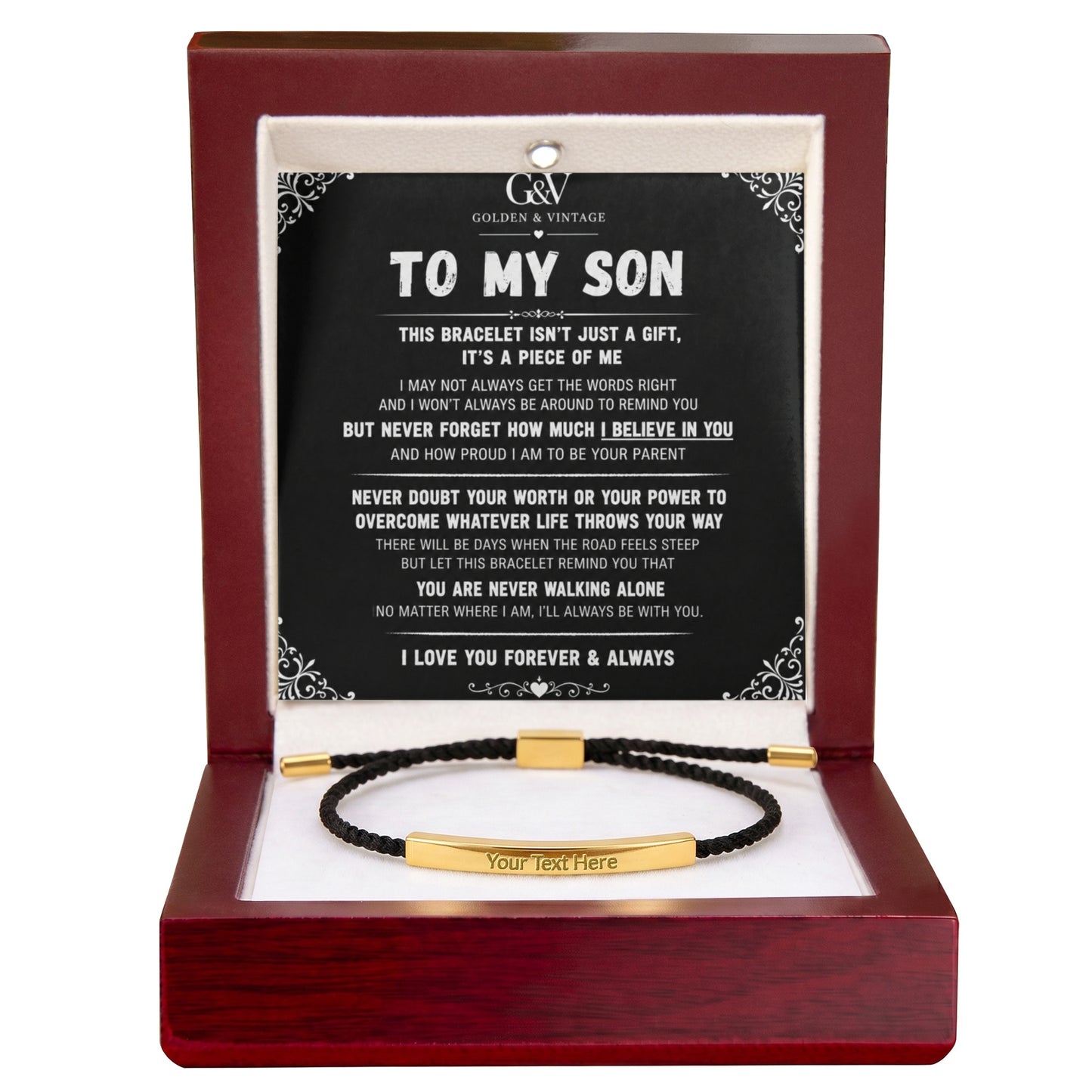 To My Son – Personalized Engraved  Bracelet | Meaningful Gift for Son