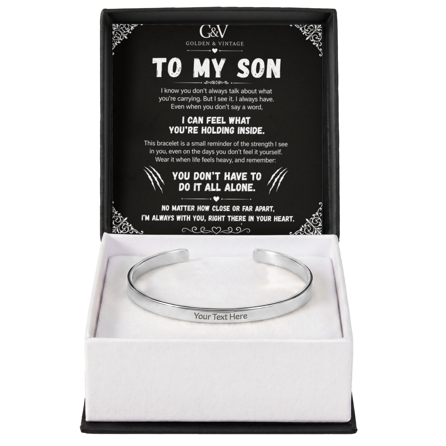 To My Son – Engraved Cuff Bracelet | Personalized Gift for Son