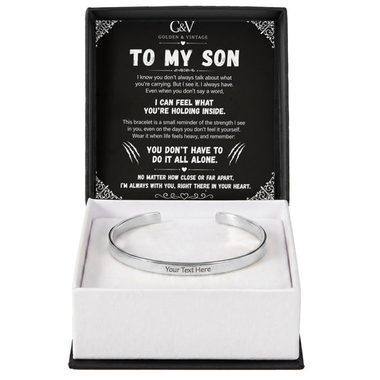 To My Son – Engraved Cuff Bracelet | Personalized Gift for Son