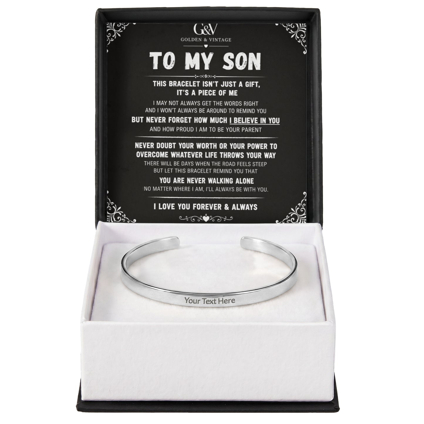 To My Son – Engraved Cuff Bracelet | Personalized Gift for Son