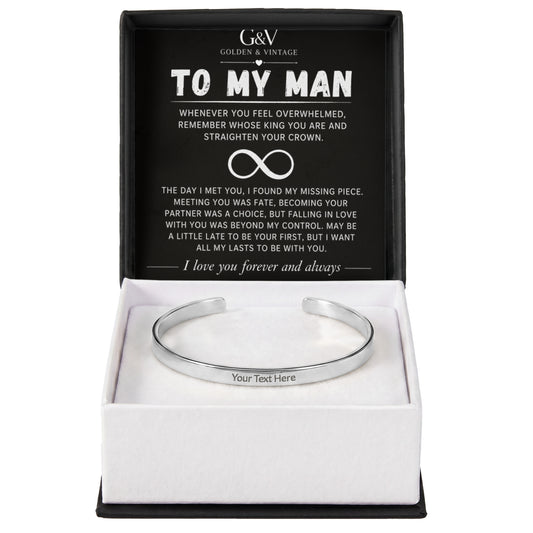 To My Man – Engraved Cuff Bracelet | Personalized Gift for Husband