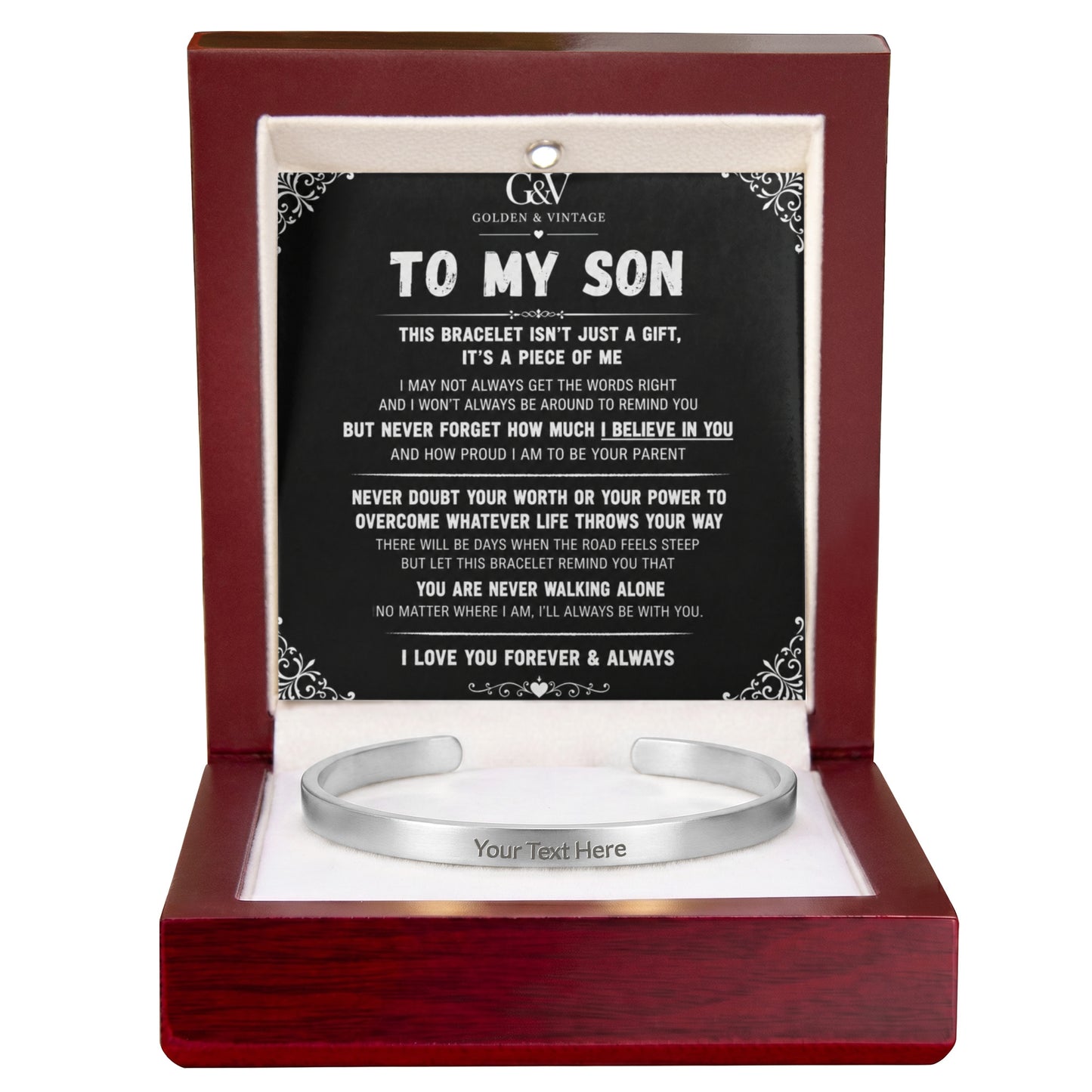 To My Son – Engraved Cuff Bracelet | Personalized Gift for Son