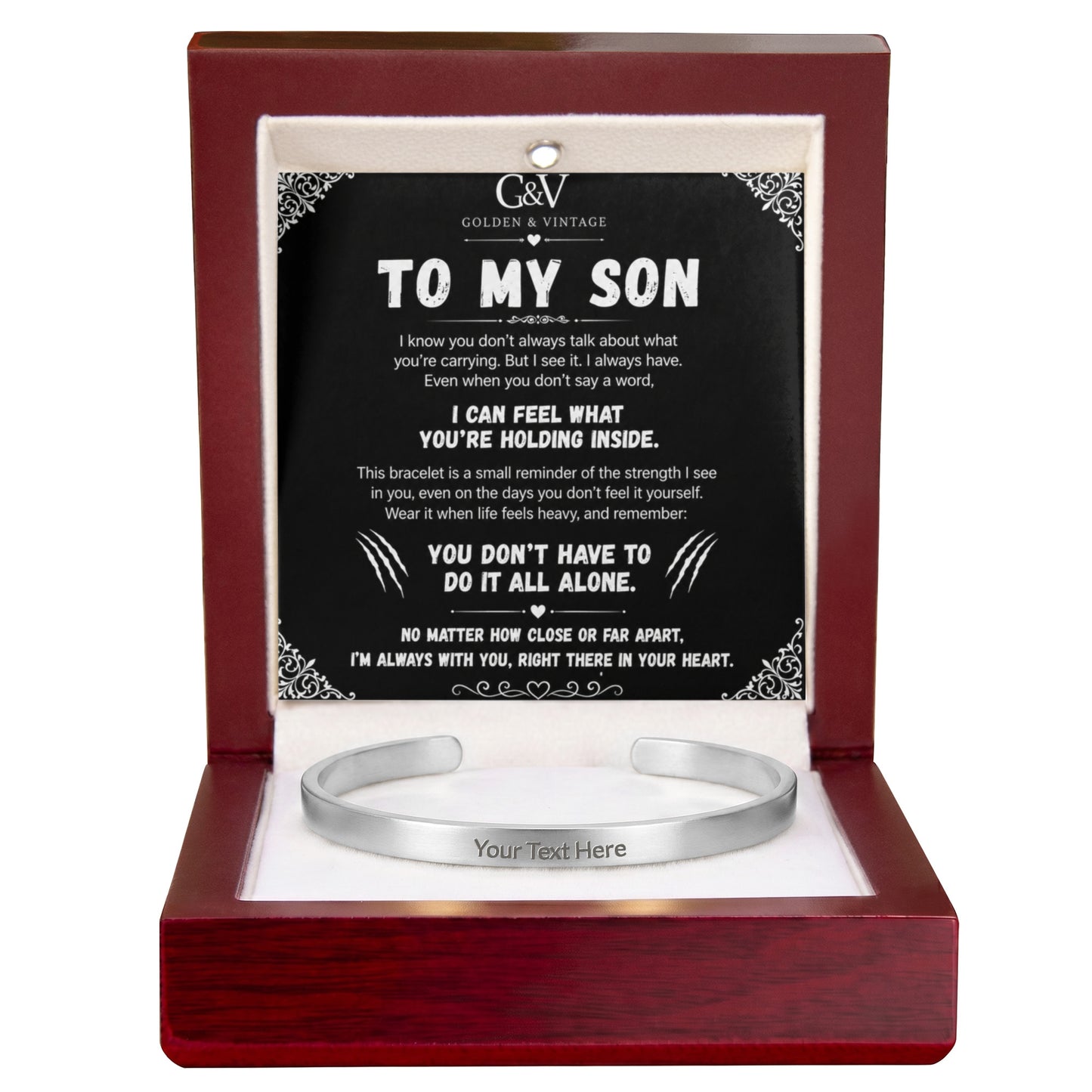 To My Son – Engraved Cuff Bracelet | Personalized Gift for Son