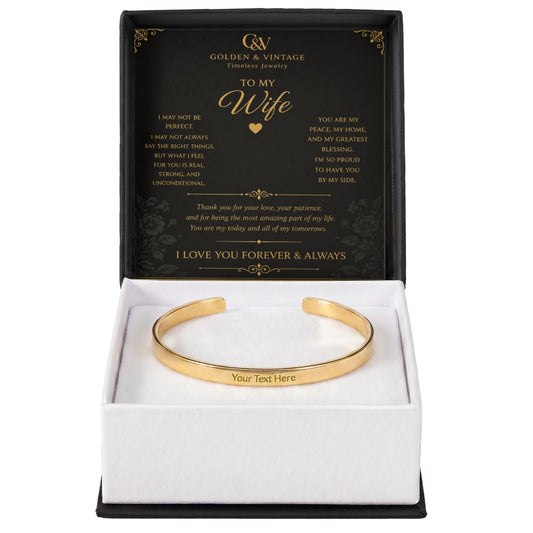 To My Wife – I Love You Forever Engraved Cuff Bracelet
