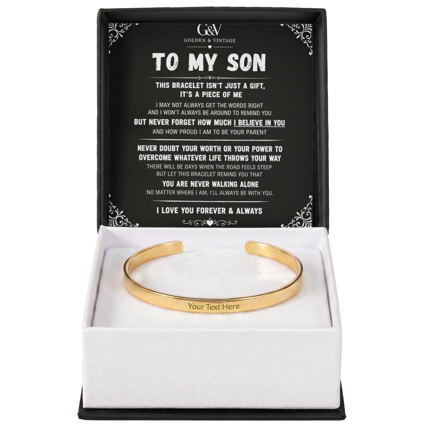 To My Son – Engraved Cuff Bracelet | Personalized Gift for Son