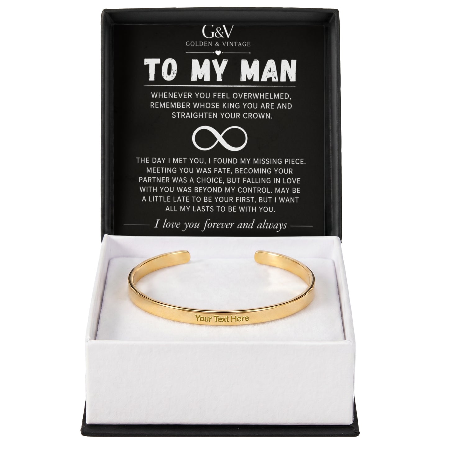 To My Man – Engraved Cuff Bracelet | Personalized Gift for Husband