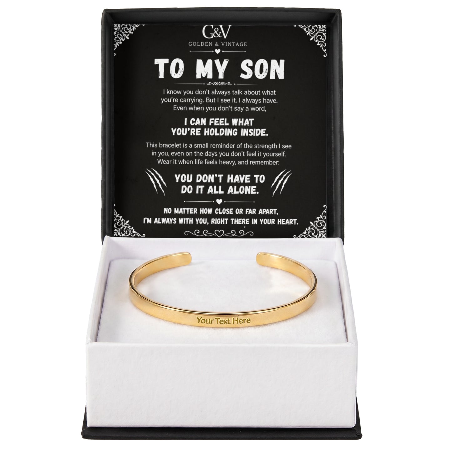 To My Son – Engraved Cuff Bracelet | Personalized Gift for Son
