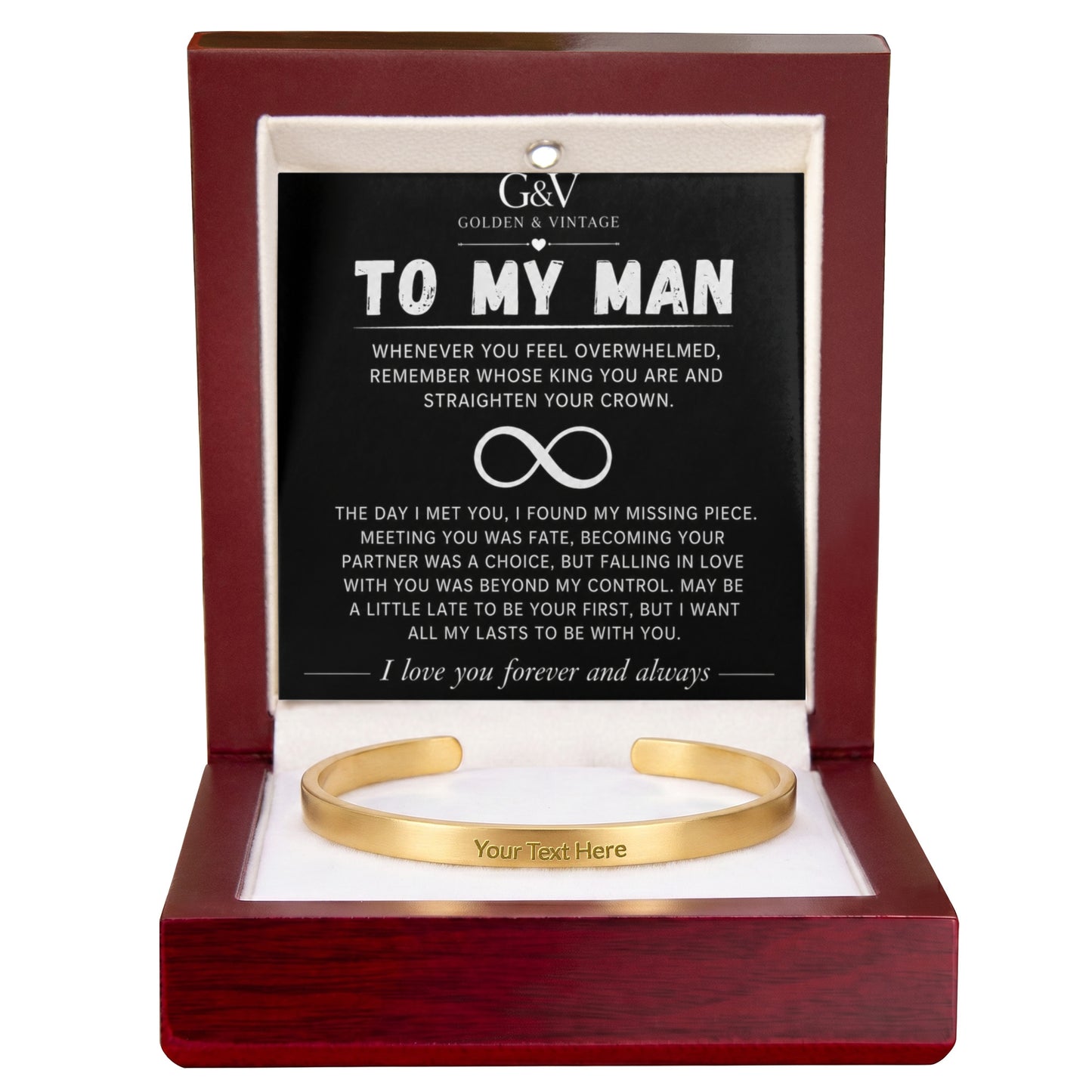 To My Man – Engraved Cuff Bracelet | Personalized Gift for Husband