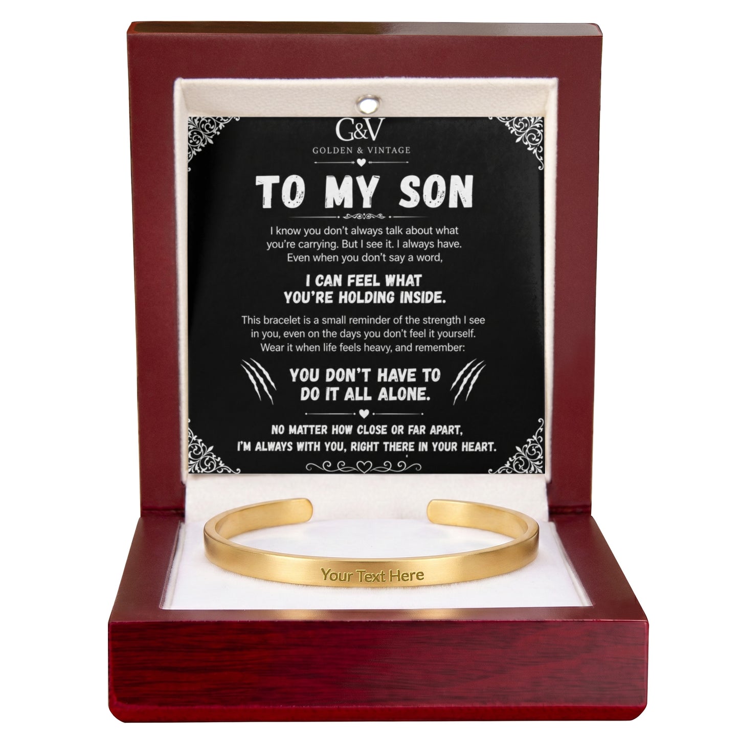 To My Son – Engraved Cuff Bracelet | Personalized Gift for Son
