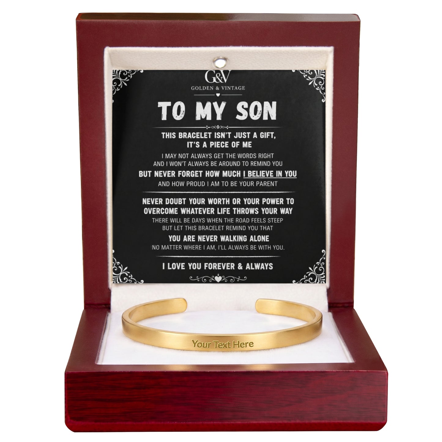 To My Son – Engraved Cuff Bracelet | Personalized Gift for Son