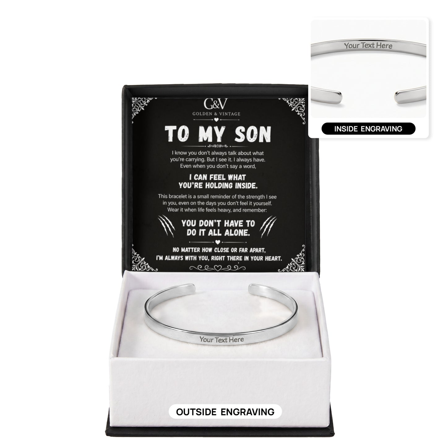 To My Son – Engraved Cuff Bracelet | Personalized Gift for Son