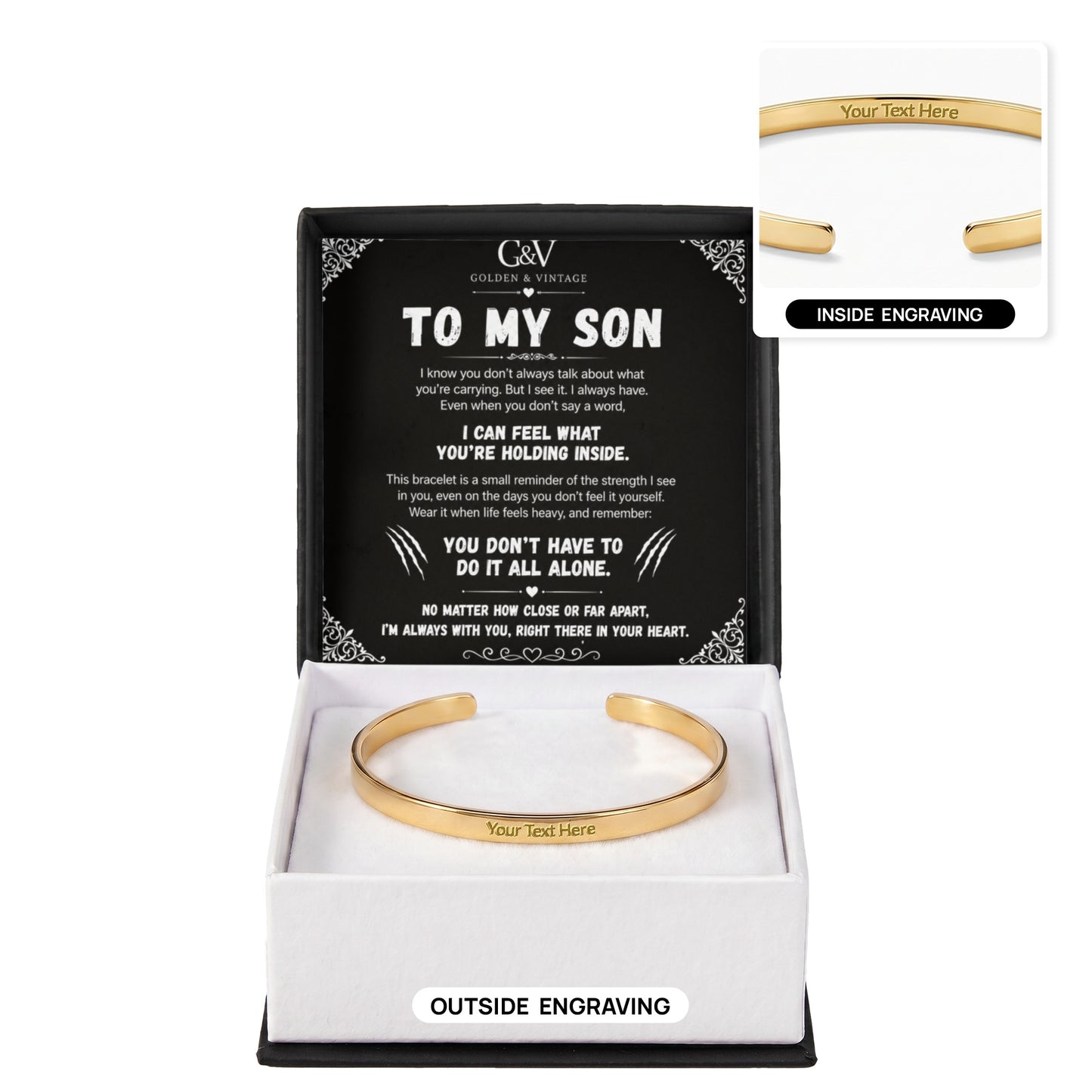 To My Son – Engraved Cuff Bracelet | Personalized Gift for Son