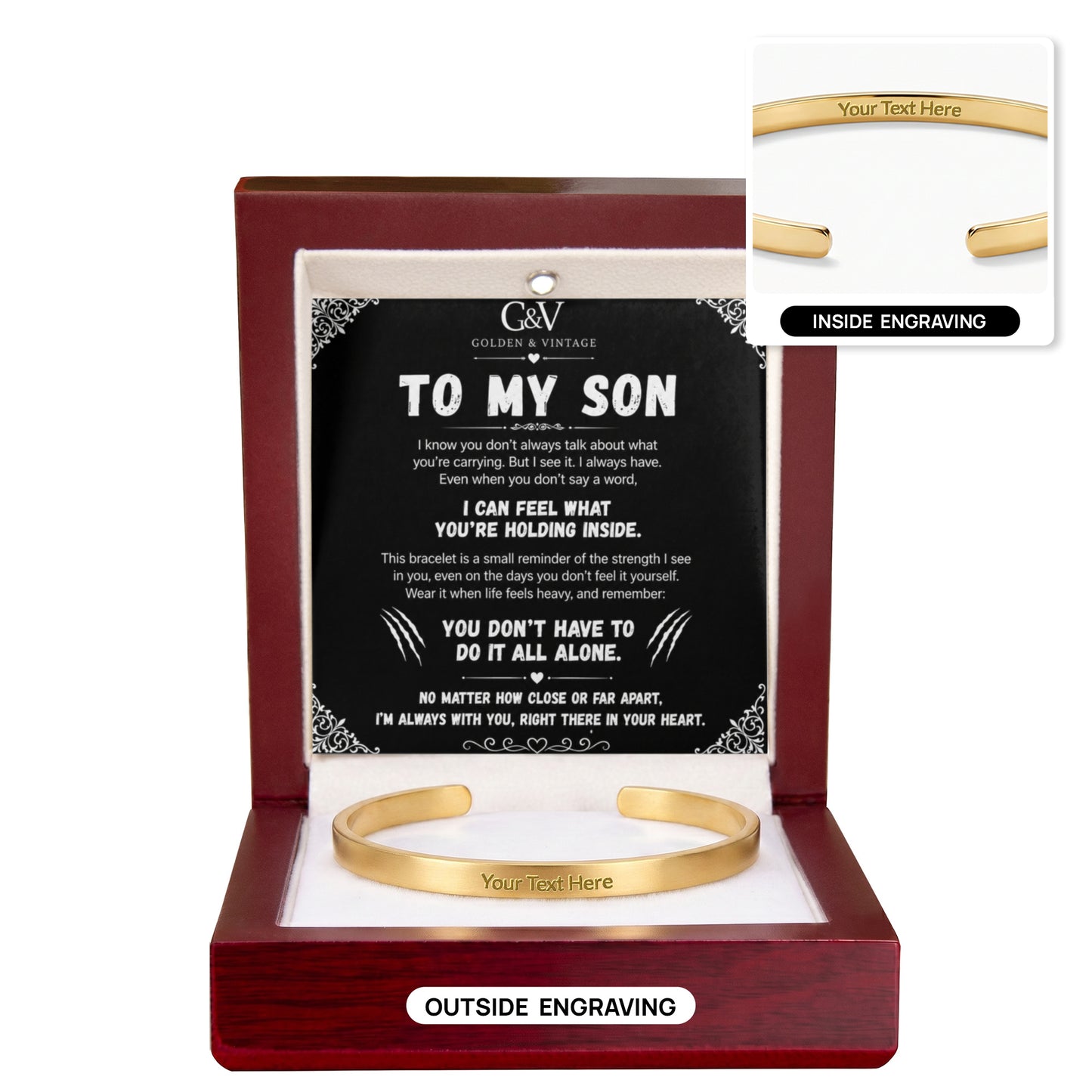 To My Son – Engraved Cuff Bracelet | Personalized Gift for Son