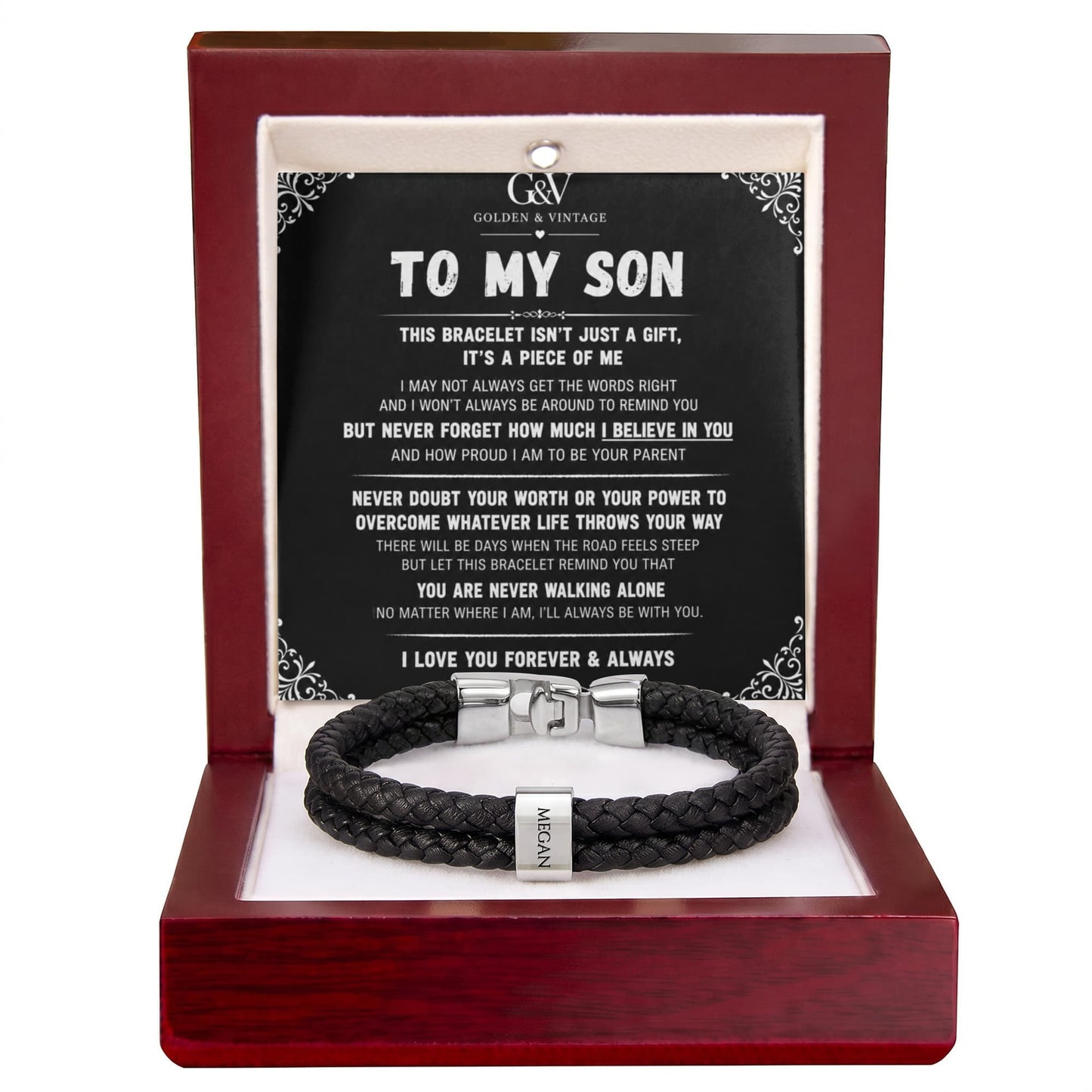 To My Son – Personalized Name Bracelet | Meaningful Gift for Son