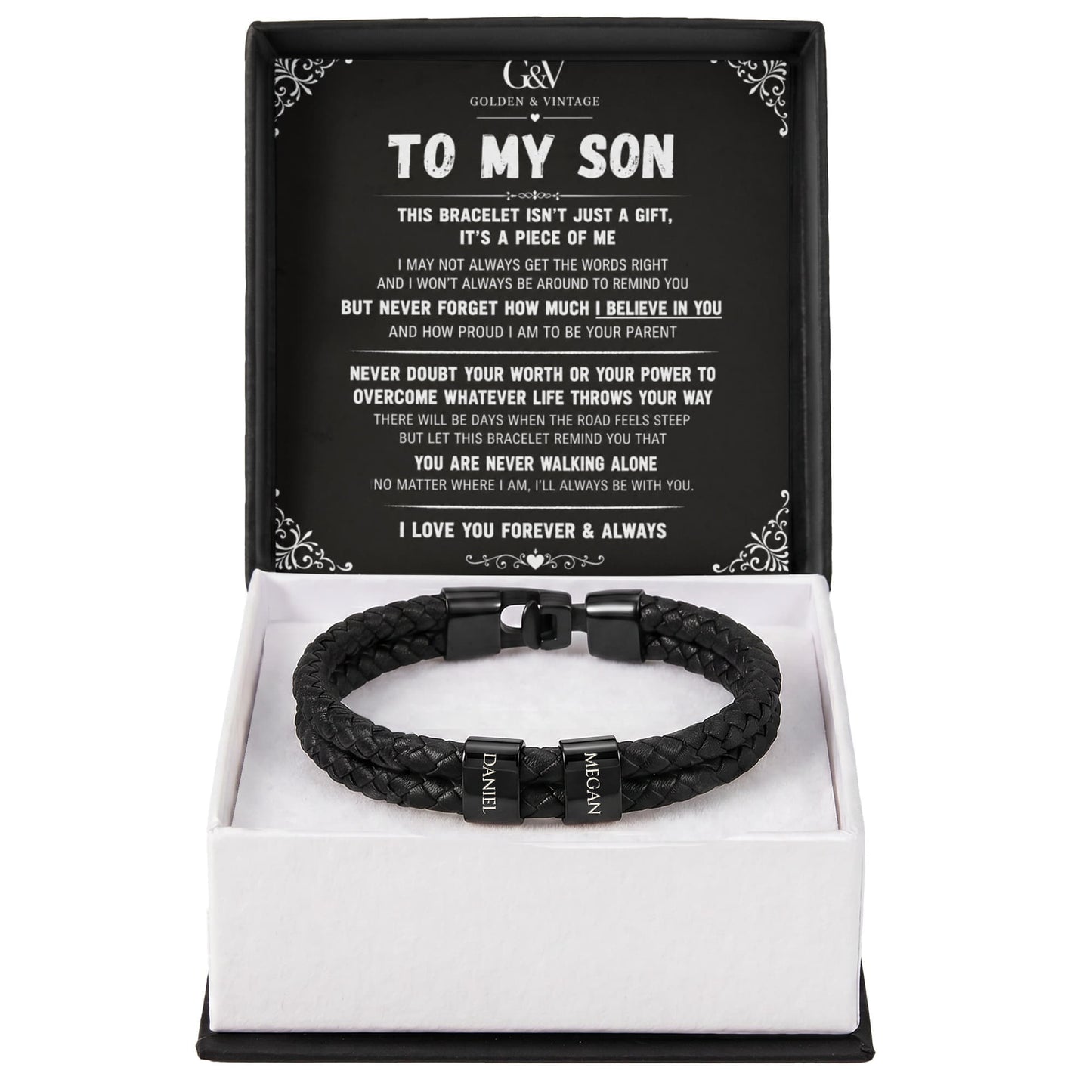 To My Son – Personalized Name Bracelet | Meaningful Gift for Son