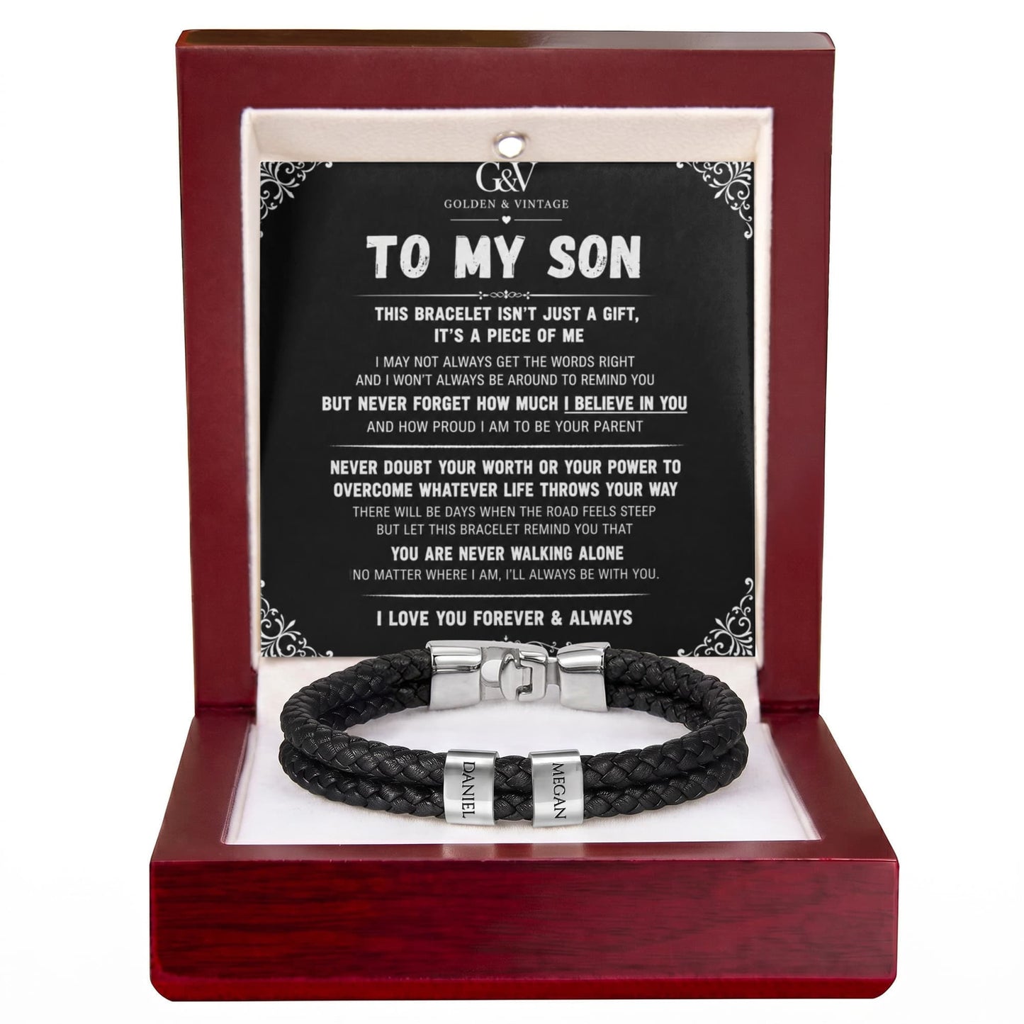To My Son – Personalized Name Bracelet | Meaningful Gift for Son