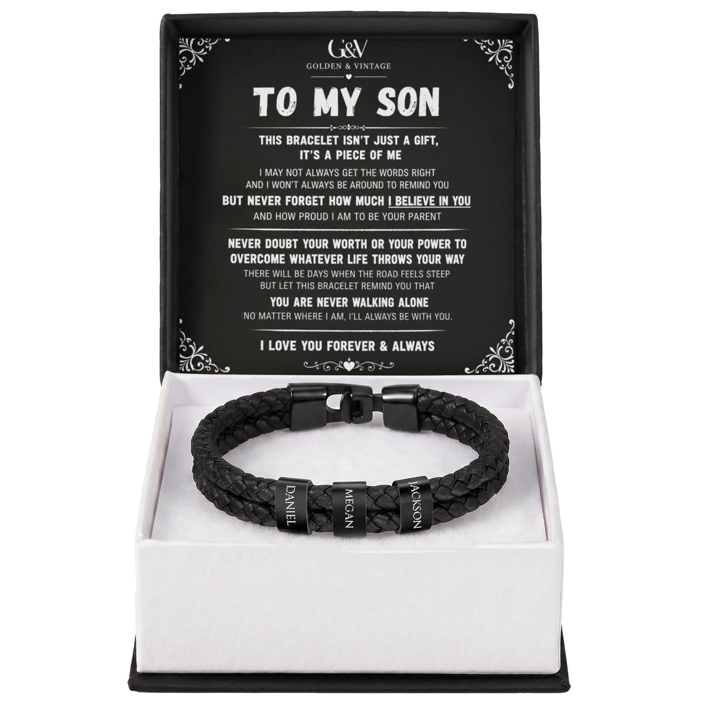 To My Son – Personalized Name Bracelet | Meaningful Gift for Son