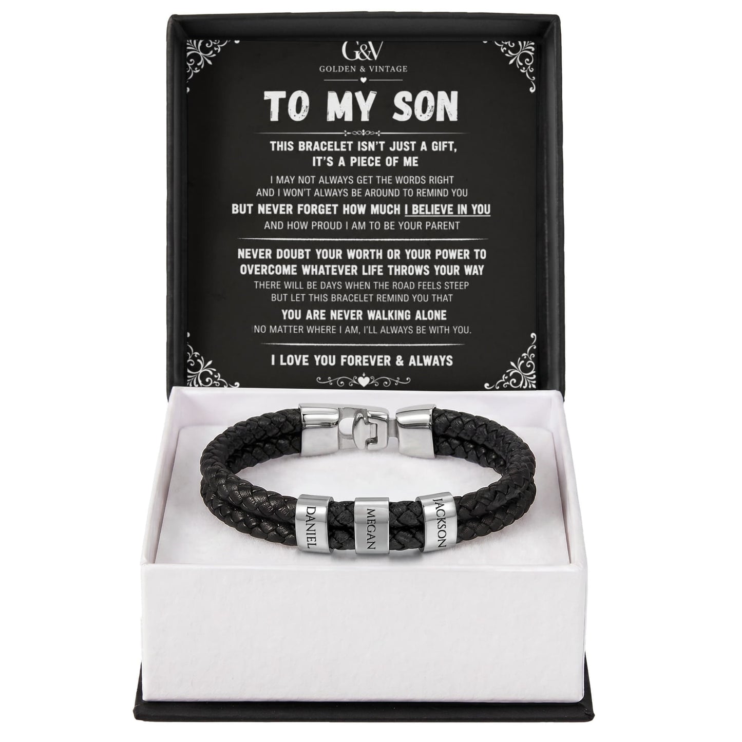 To My Son – Personalized Name Bracelet | Meaningful Gift for Son