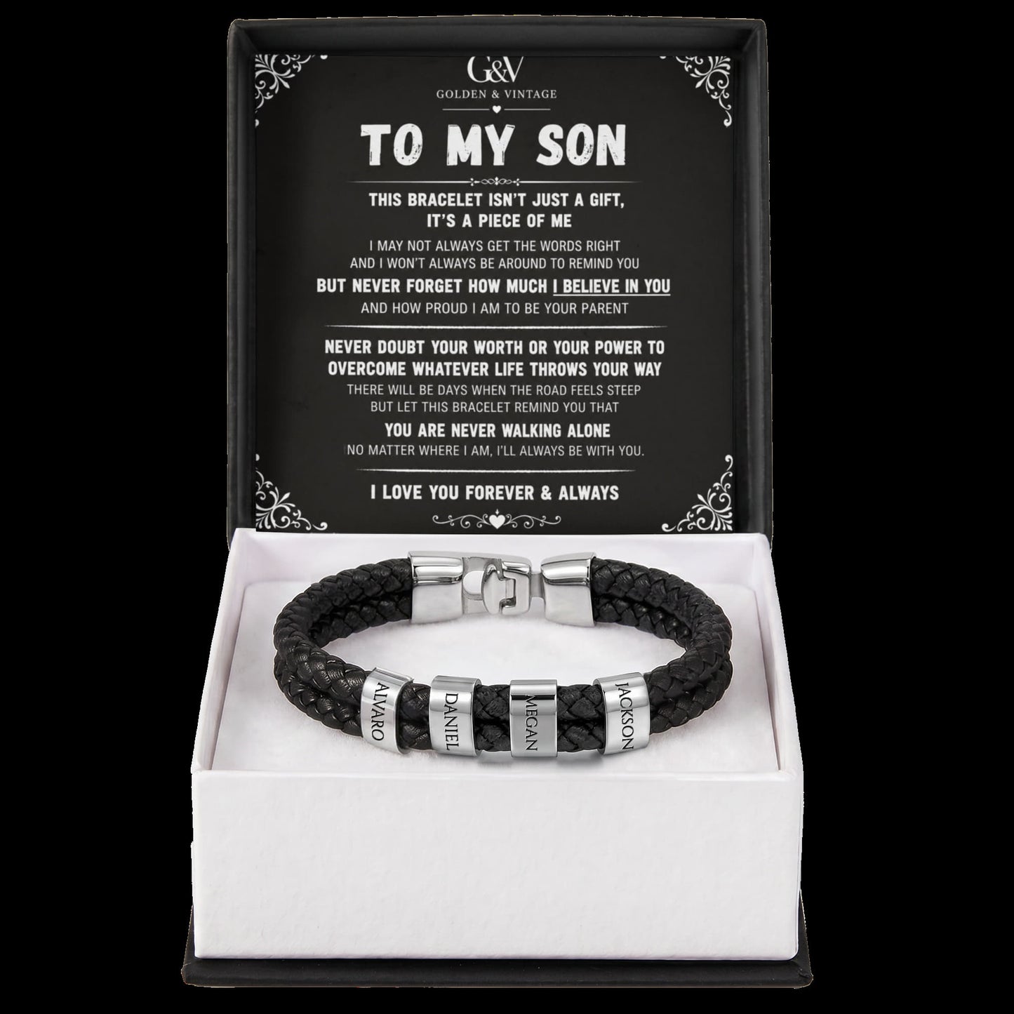 To My Son – Personalized Name Bracelet | Meaningful Gift for Son