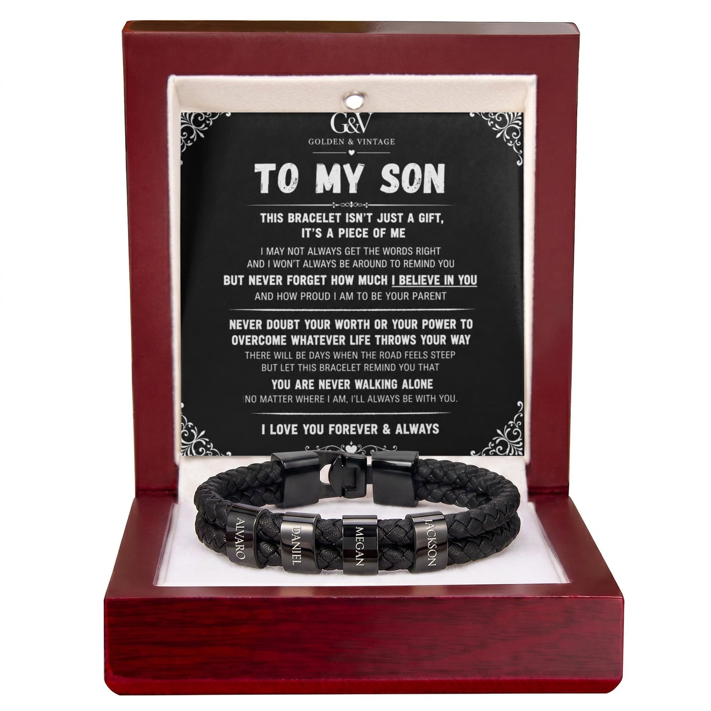 To My Son – Personalized Name Bracelet | Meaningful Gift for Son