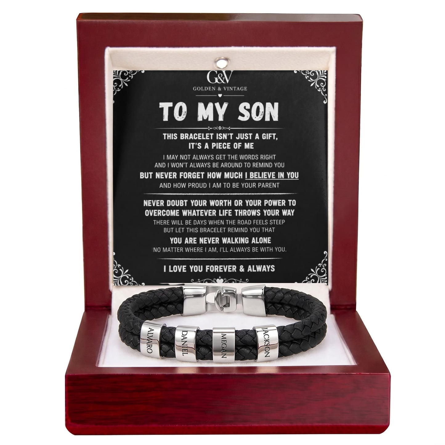 To My Son – Personalized Name Bracelet | Meaningful Gift for Son