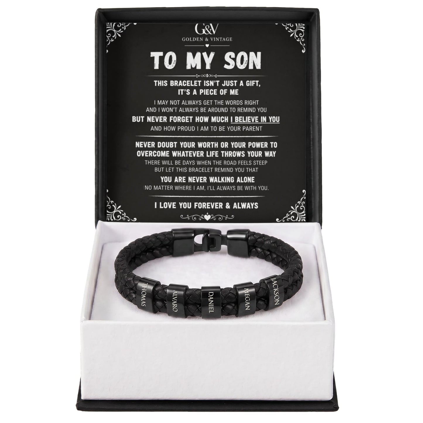 To My Son – Personalized Name Bracelet | Meaningful Gift for Son