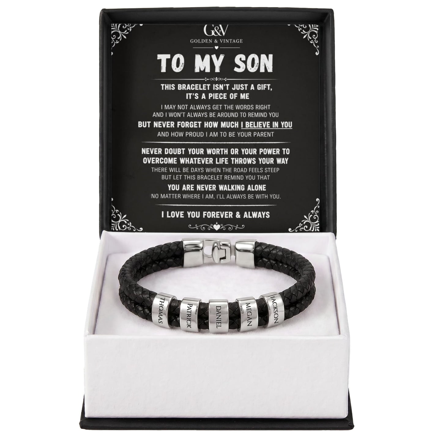 To My Son – Personalized Name Bracelet | Meaningful Gift for Son