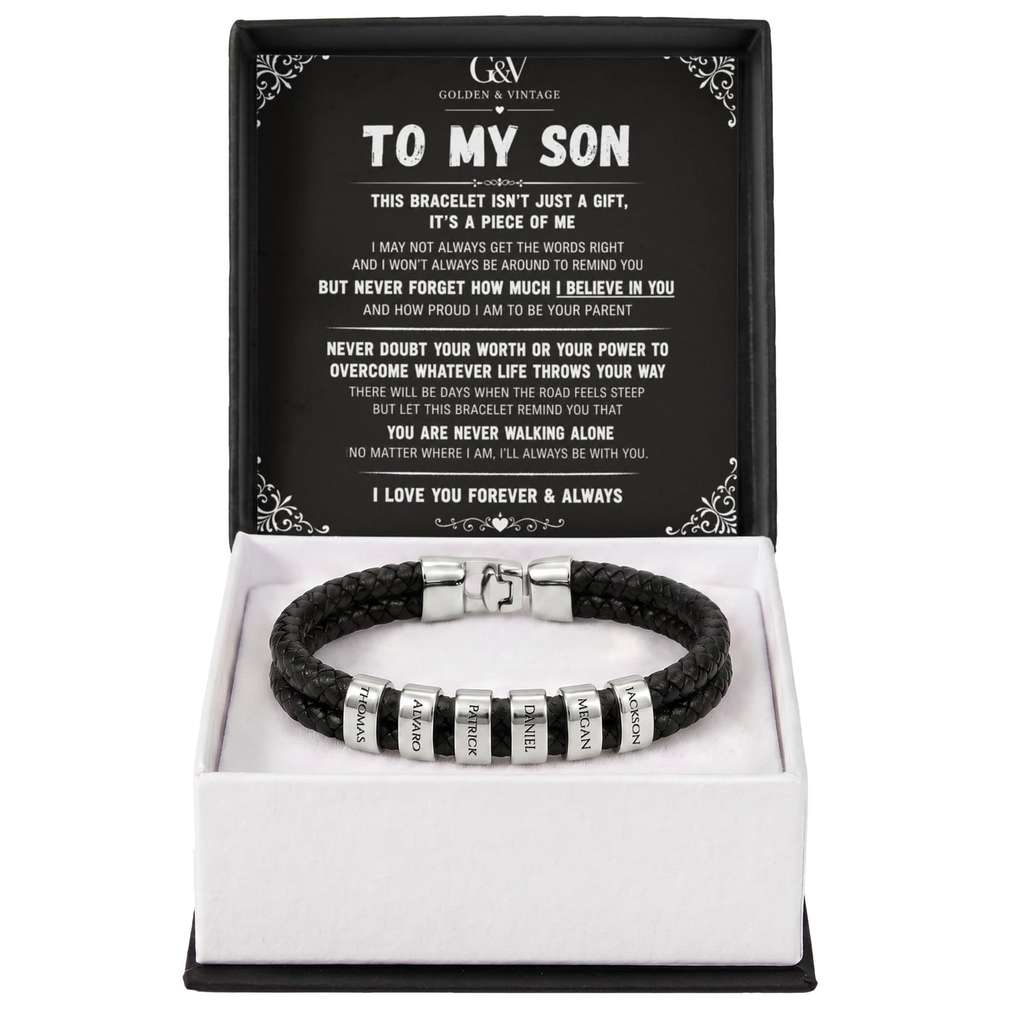 To My Son – Personalized Name Bracelet | Meaningful Gift for Son