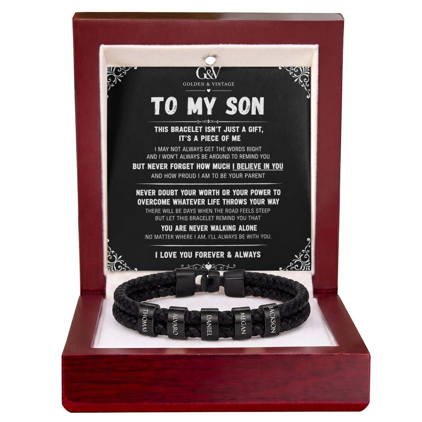 To My Son – Personalized Name Bracelet | Meaningful Gift for Son
