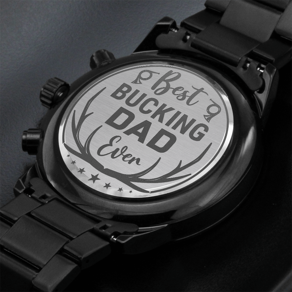 Personalized Black Chronograph Watch with Custom Engraving Gift - goldenandvintage