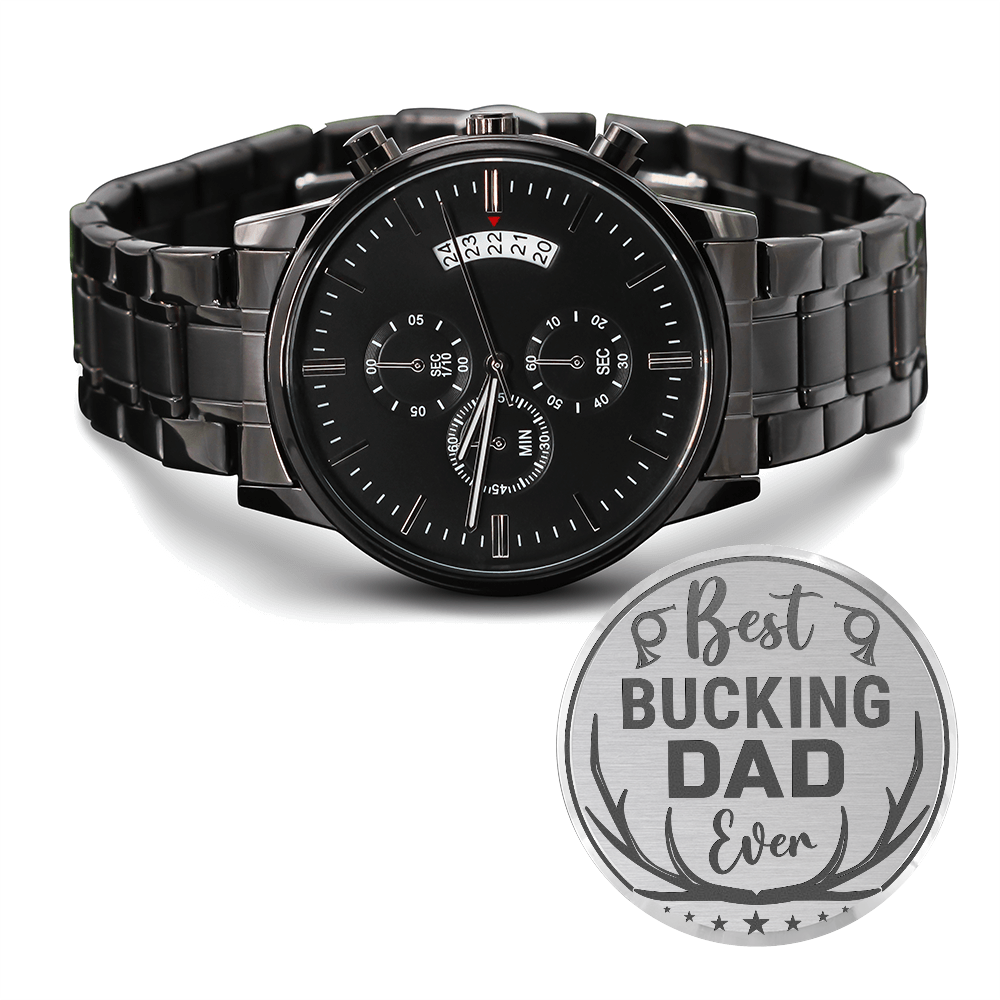 Personalized Black Chronograph Watch with Custom Engraving Gift - goldenandvintage