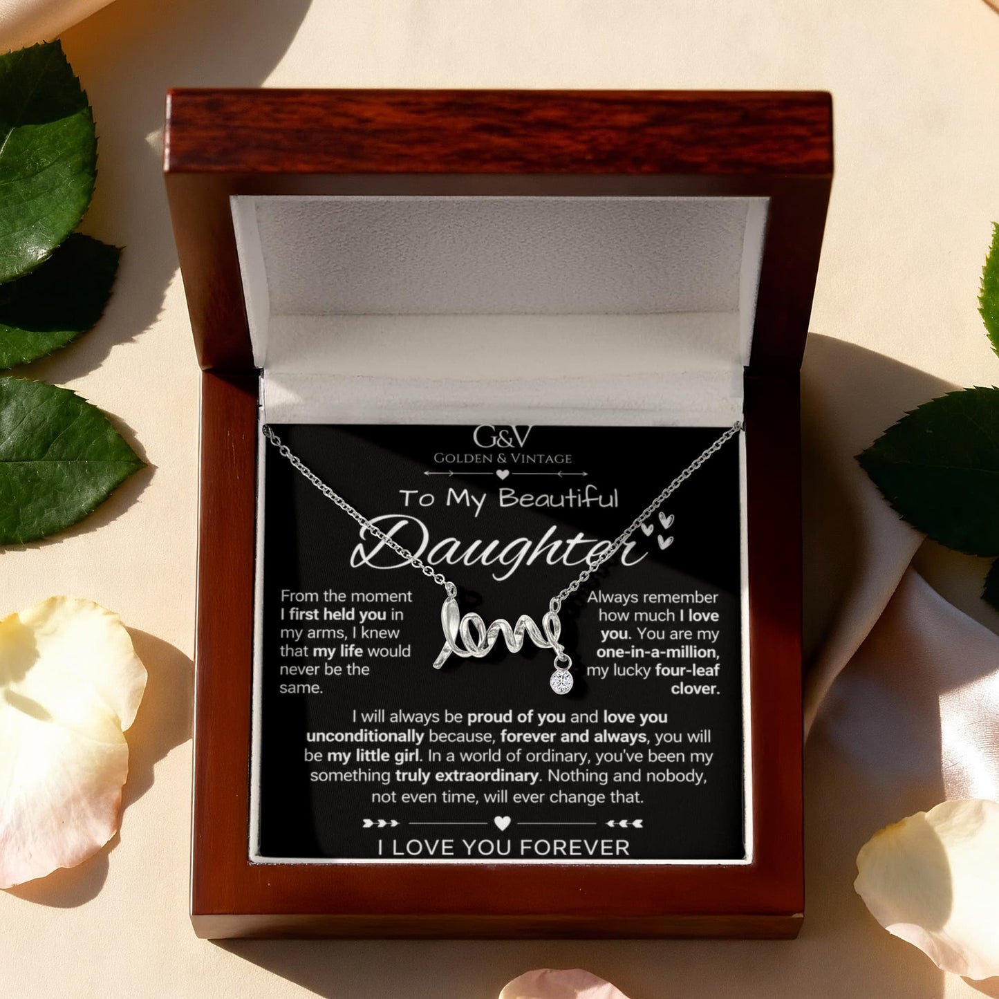 To My Beautiful Daughter – Scripted Love Necklace | Meaningful Daughter Gift