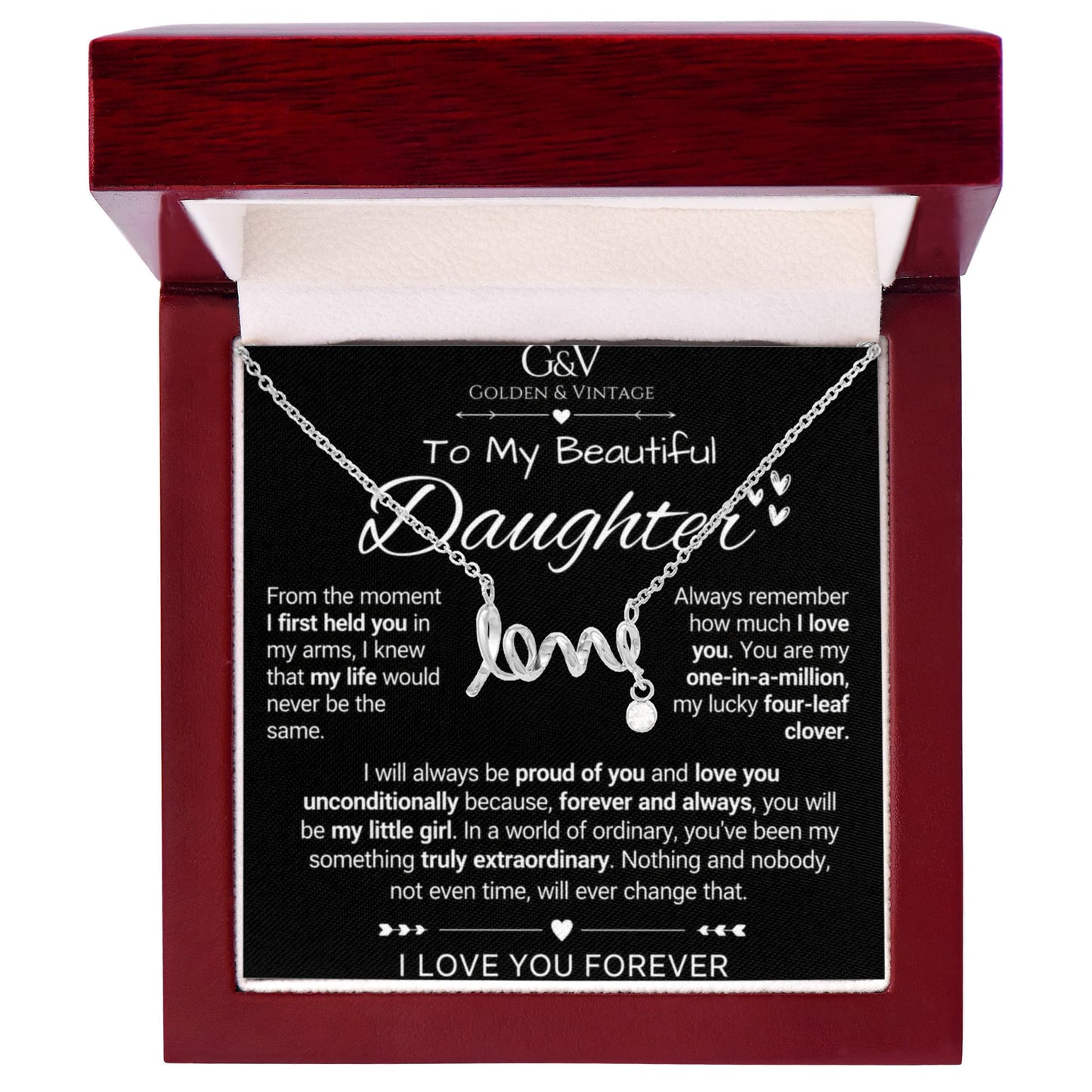 To My Beautiful Daughter – Scripted Love Necklace | Meaningful Daughter Gift
