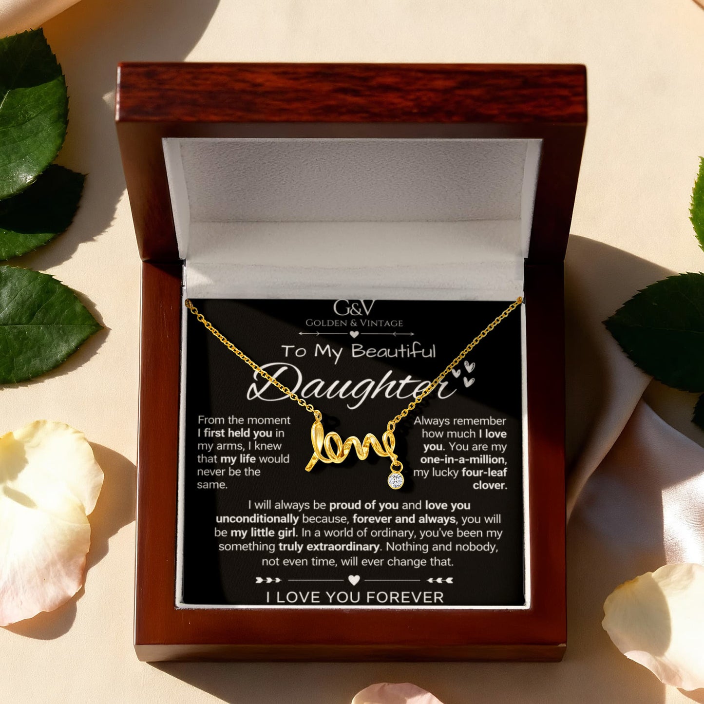 To My Beautiful Daughter – Scripted Love Necklace | Meaningful Daughter Gift
