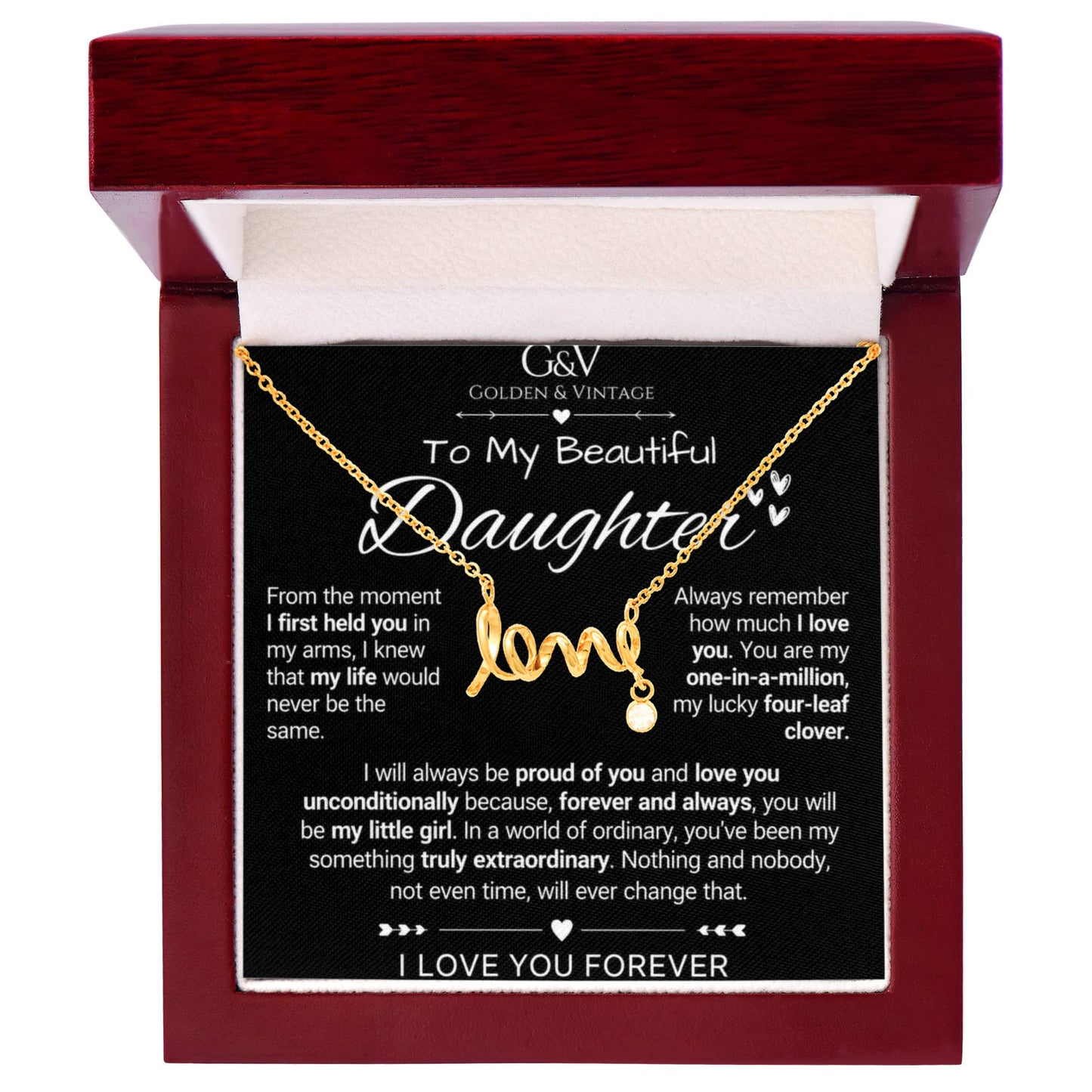 To My Beautiful Daughter – Scripted Love Necklace | Meaningful Daughter Gift