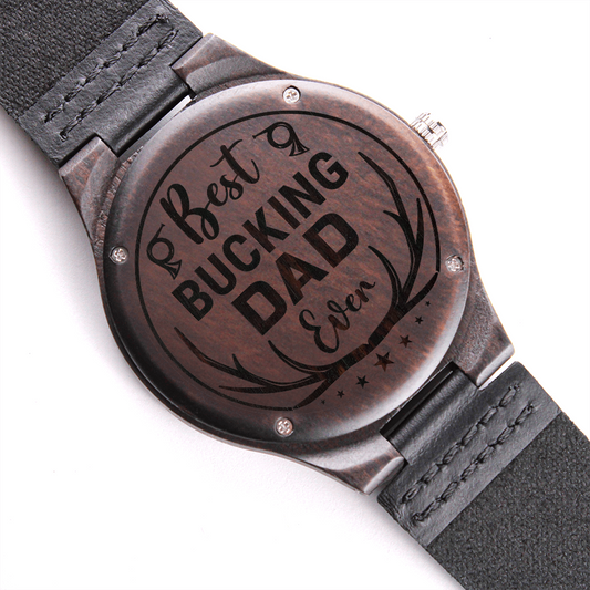 Personalized Wooden Engraved Watch for Dad – Best Bucking Dad Ever Custom Gift - goldenandvintage