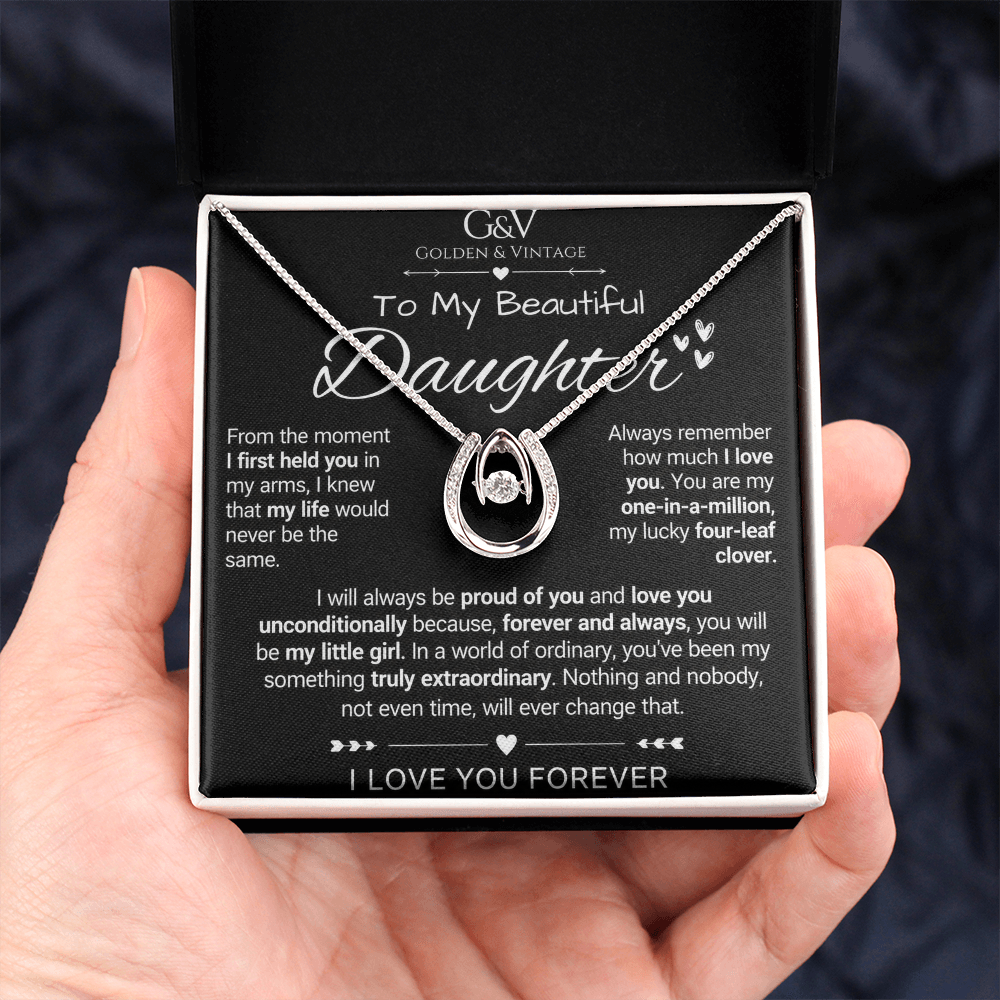To My Beautiful Daughter – Lucky in Love Necklace | Meaningful Gift for Daughter