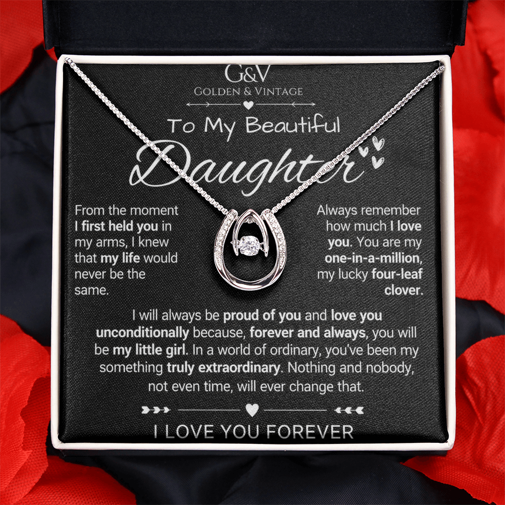 To My Beautiful Daughter – Lucky in Love Necklace | Meaningful Gift for Daughter