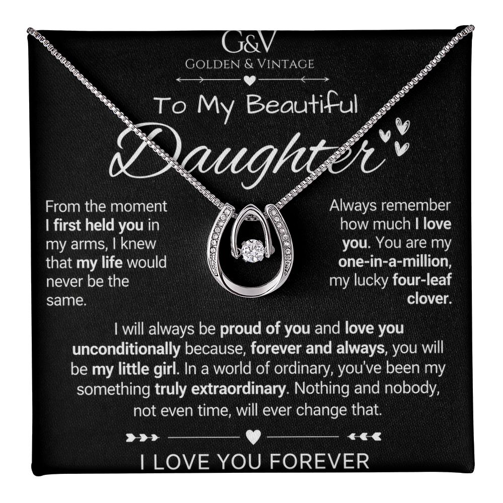 To My Beautiful Daughter – Lucky in Love Necklace | Meaningful Gift for Daughter