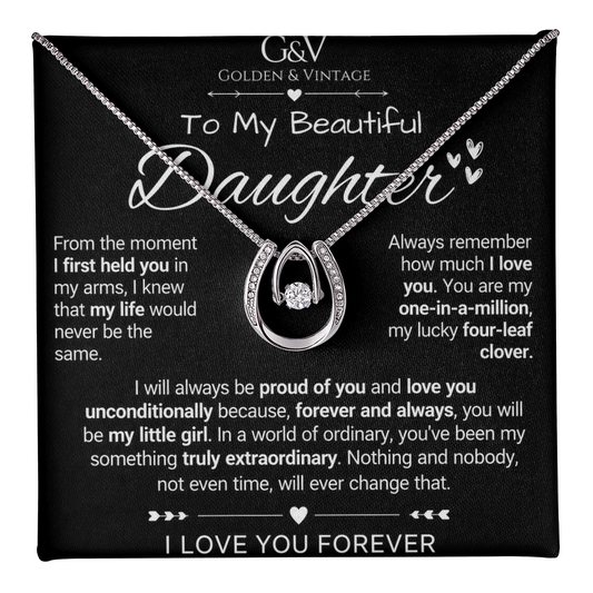 To My Beautiful Daughter – Lucky in Love Necklace | Meaningful Gift for Daughter