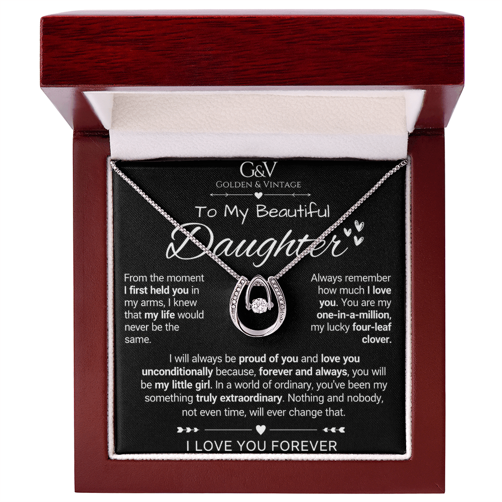 To My Beautiful Daughter – Lucky in Love Necklace | Meaningful Gift for Daughter