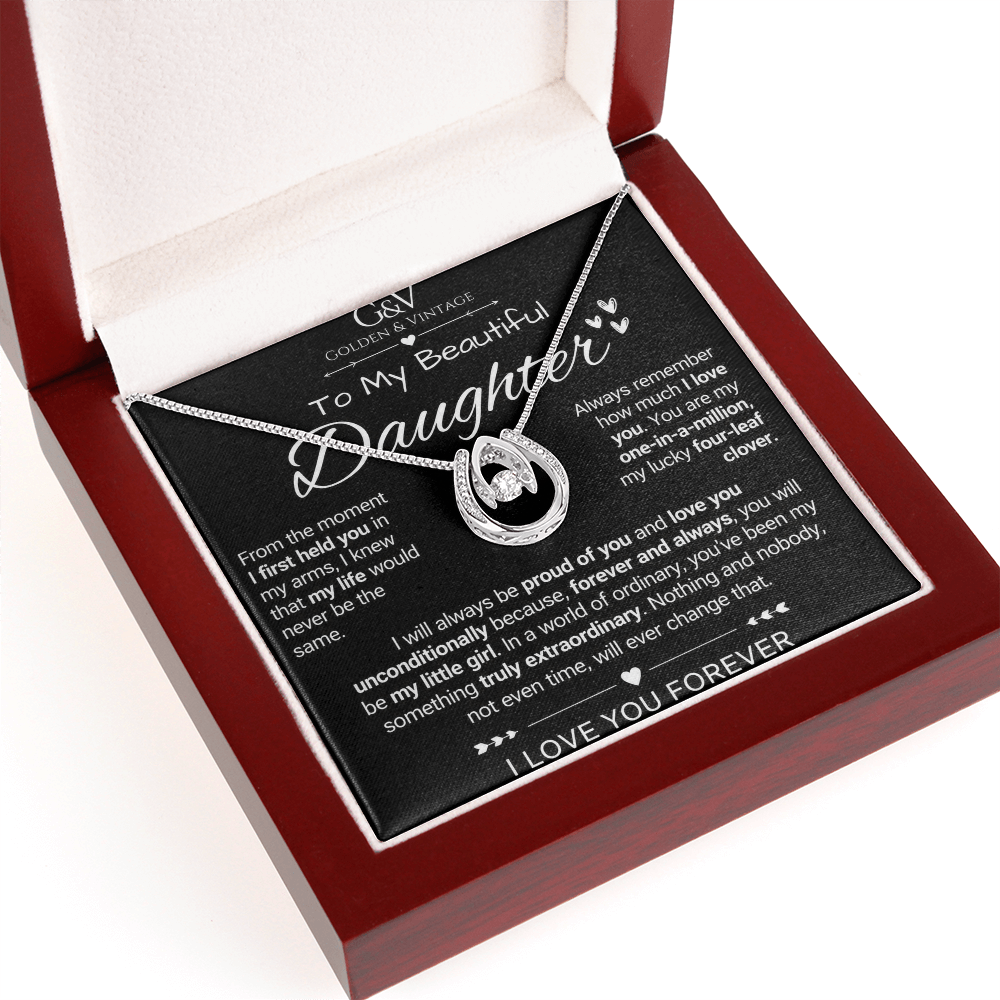 To My Beautiful Daughter – Lucky in Love Necklace | Meaningful Gift for Daughter