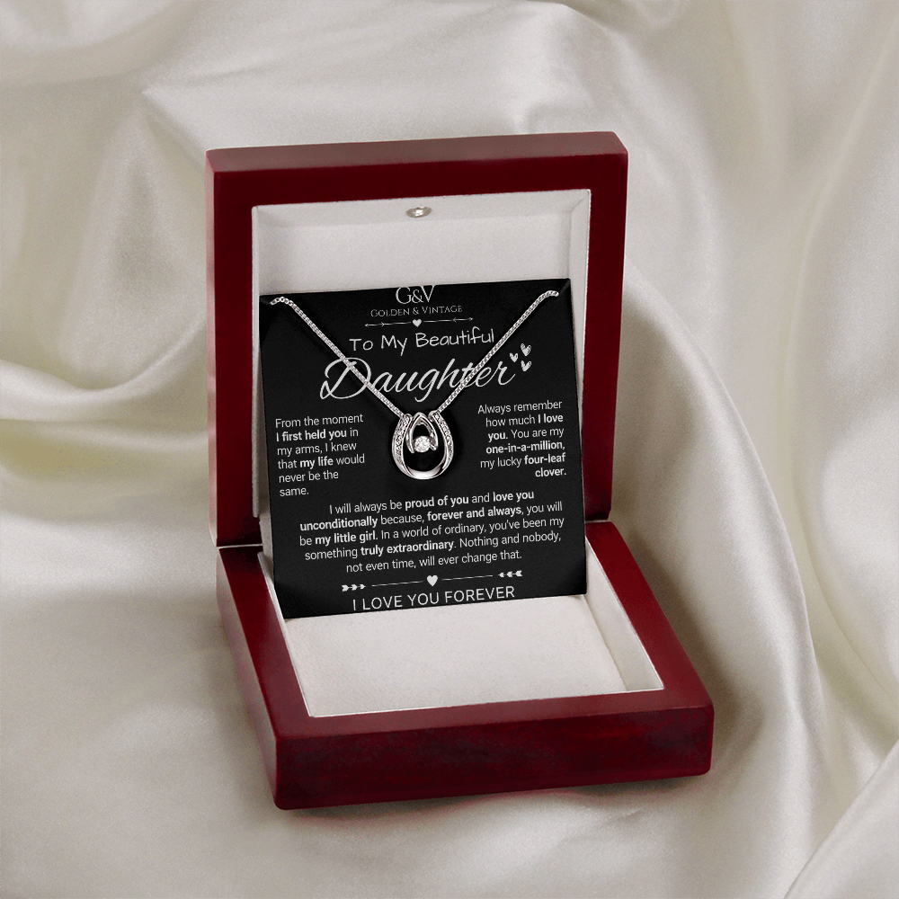 To My Beautiful Daughter – Lucky in Love Necklace | Meaningful Gift for Daughter