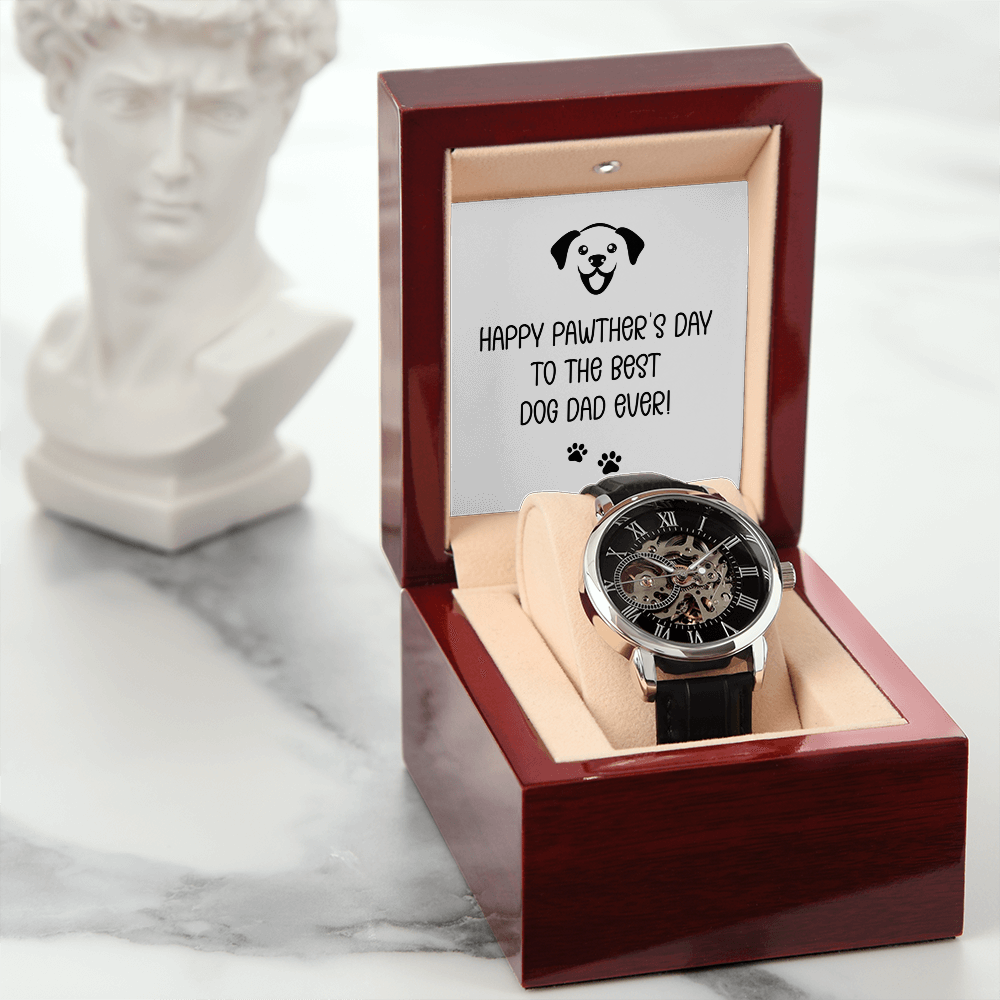 Personalized Openwork Watch for Dog Dad – Happy Pawther's Day Custom Gift Watch - goldenandvintage