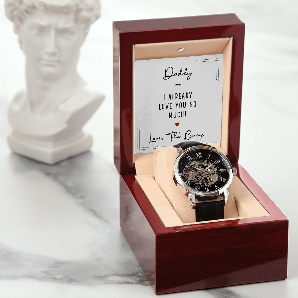 Personalized Openwork Watch for Dad – “Love From The Bump” Custom Father's Gift Watch - goldenandvintage