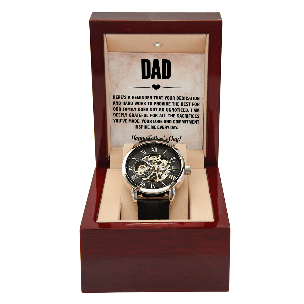 Luxury Custom Engraved Skeleton Watch Gift for Father from Family - goldenandvintage